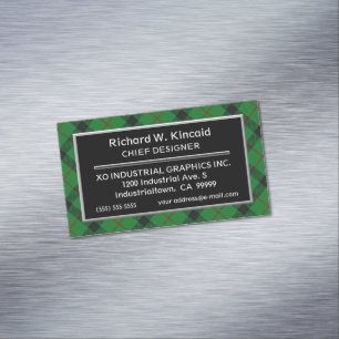 Scottish Accent Clan Kincaid Tartan Magnetic Business Card