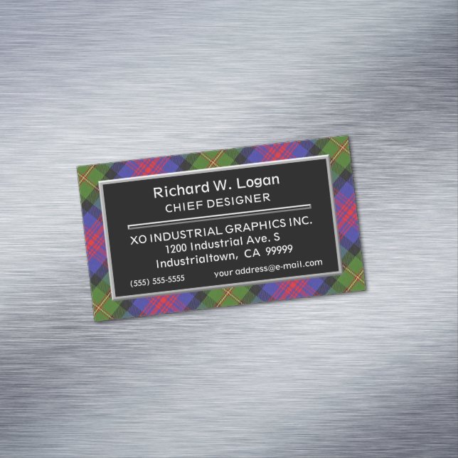 Scottish Accent Clan Logan Tartan Magnetic Business Card (In Situ)