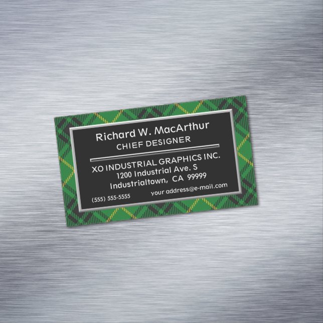 Scottish Accent Clan MacArthur Arthur Tartan Magnetic Business Card (In Situ)