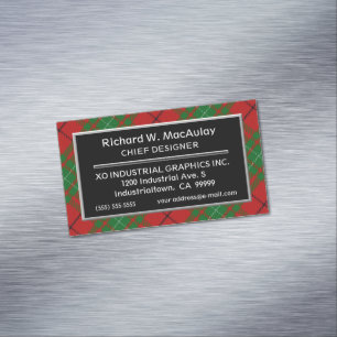 Scottish Accent Clan MacAulay Tartan Magnetic Business Card