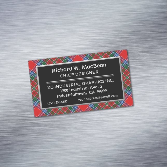 Scottish Accent Clan MacBean MacBain Tartan Magnetic Business Card (In Situ)