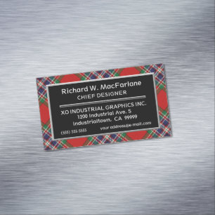 Scottish Accent Clan MacFarlane Tartan Magnetic Business Card