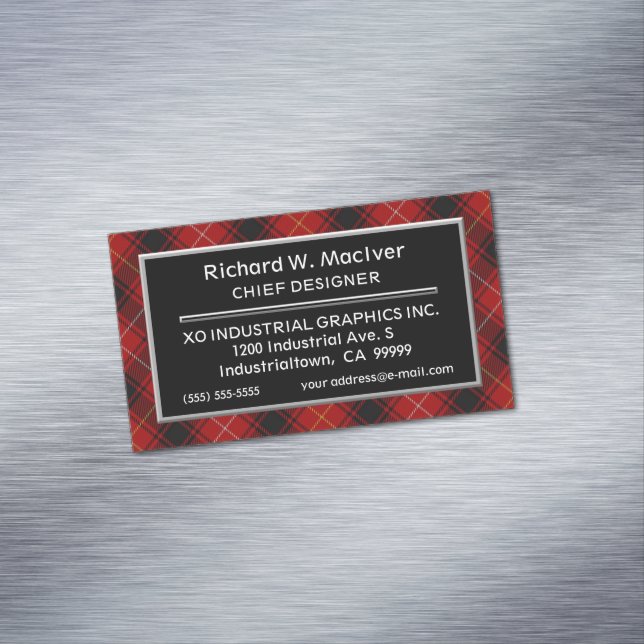 Scottish Accent Clan MacIver Tartan Magnetic Business Card (In Situ)