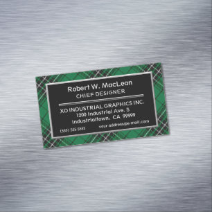 Scottish Accent Clan MacLean Hunting Tartan Magnetic Business Card