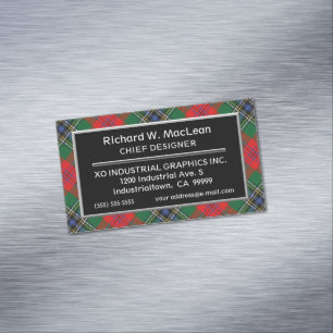 Scottish Accent Clan MacLean Tartan Magnetic Business Card