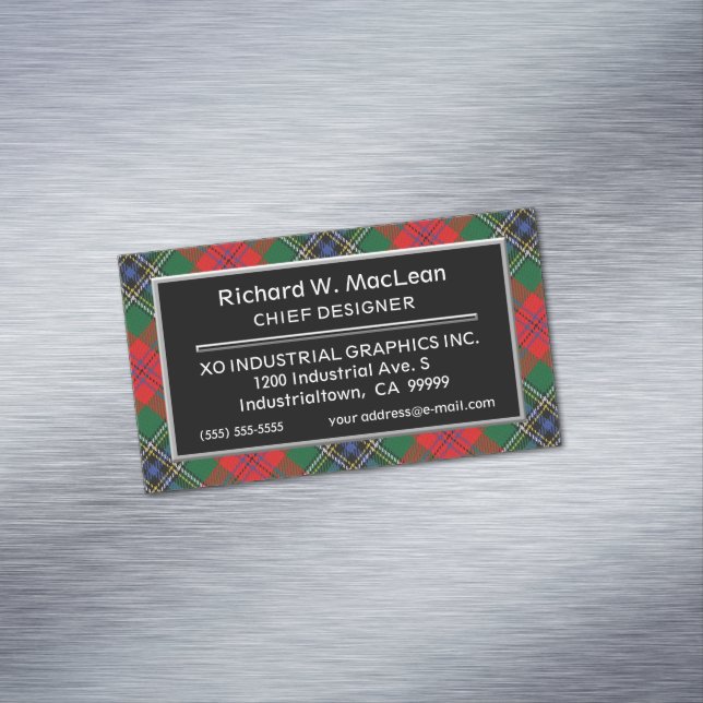 Scottish Accent Clan MacLean Tartan Magnetic Business Card (In Situ)