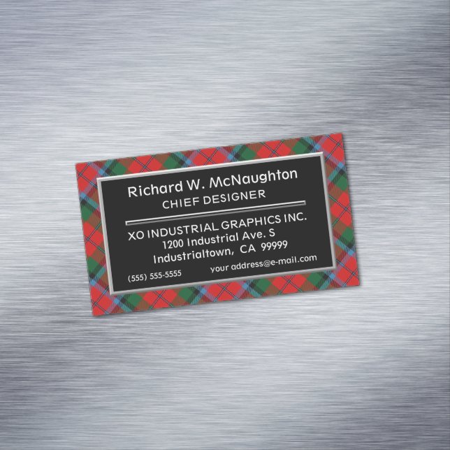 Scottish Accent Clan MacNaughton MacNachtan Tartan Magnetic Business Card (In Situ)