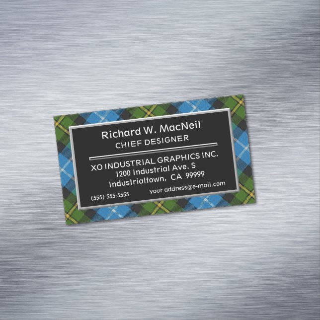 Scottish Accent Clan MacNeil Tartan Magnetic Business Card (In Situ)