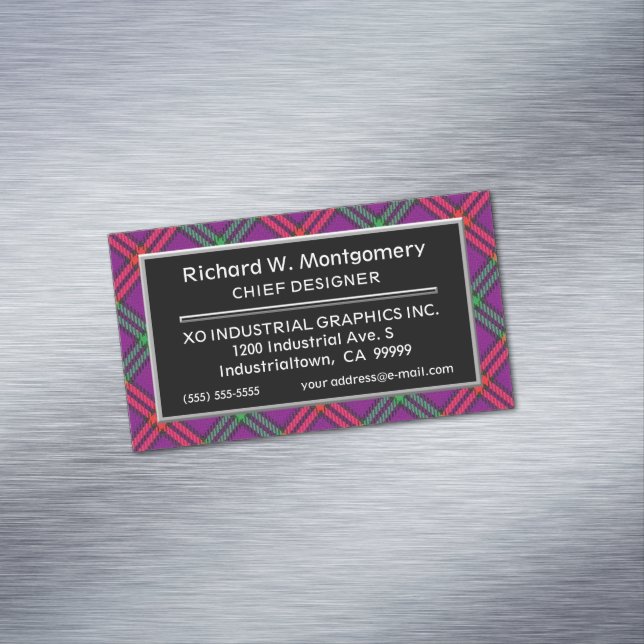 Scottish Accent Clan Montgomery Tartan Magnetic Business Card (In Situ)