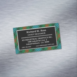 Scottish Accent Clan Ross Tartan Magnetic Business Card