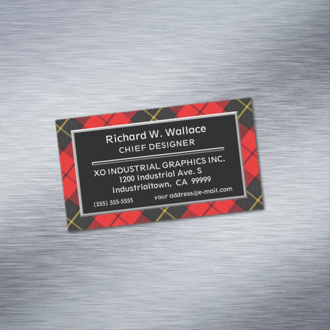 Scottish Accent Clan Wallace Tartan Magnetic Business Card (In Situ)