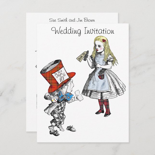 Scottish Alice in Wonderland Wedding Invitation (Front/Back)