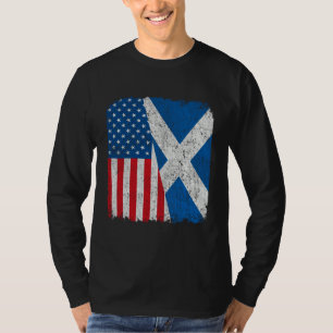 Scottish American Flag Half USA Scotland Root Prou T-Shirt