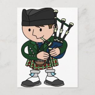 Scottish bagpiper playing bagpipes postcard
