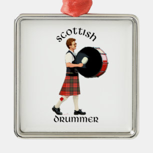 Scottish Bass Drummer Metal Tree Decoration
