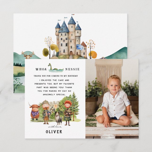Scottish Birthday Party | Photo Thank You Card (Front/Back)
