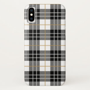 Scottish black and white tartan plaid iPhone x case