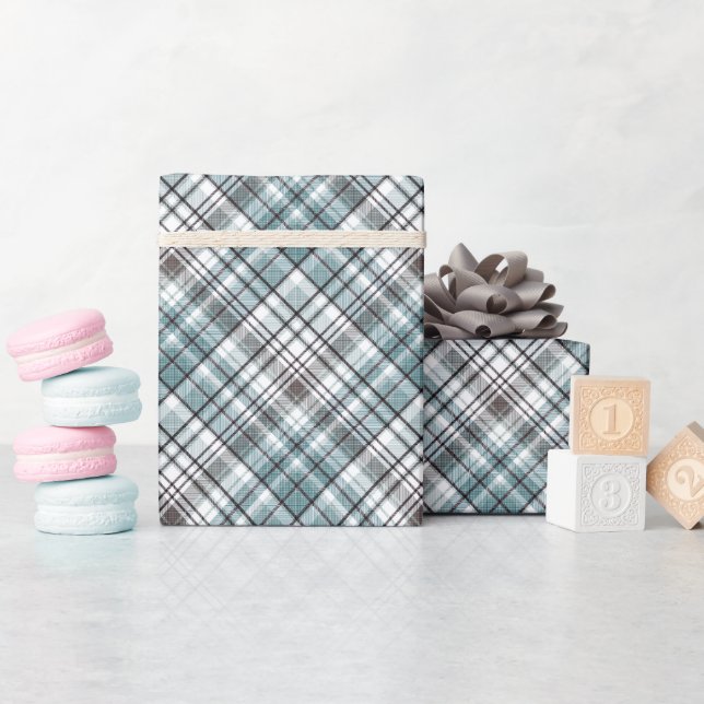 Scottish ,black and white ,tartan,stylish, classic wrapping paper (Baby Shower)