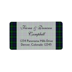 Scottish Black Watch Tartan Return Address Label