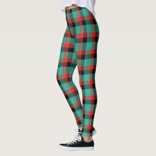 Scottish Blast Turquoise Red and Black Tartan Leggings