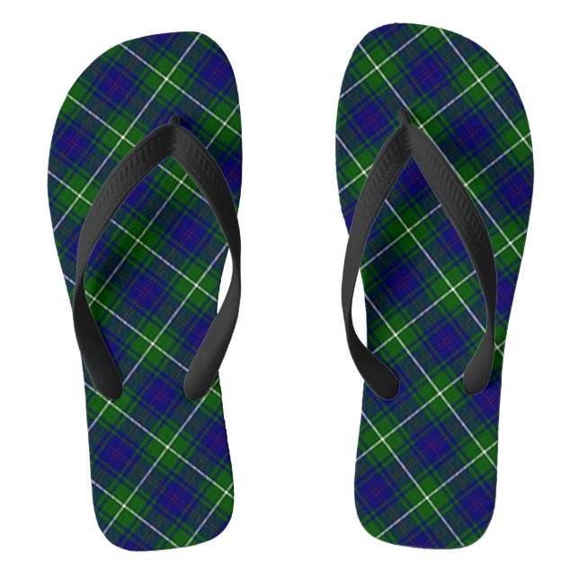 Scottish Blue and Green Tartan Plaid  Flip Flops (Footbed)