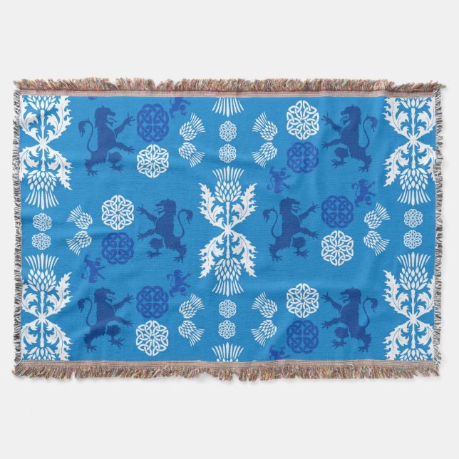 Scottish Blue And White  Throw Blanket (Front)