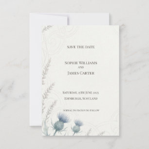 Scottish Blue Thistle Save the Date Card