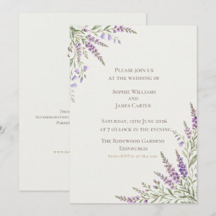 Scottish Bluebell Lavender Corner Wedding Invitation