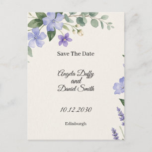Scottish Bluebell Thistle Save The Date Postcard