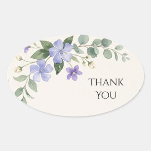 Scottish Bluebell Thistle Thank You Oval Sticker