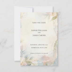 Scottish Blush Floral Save the Date Card