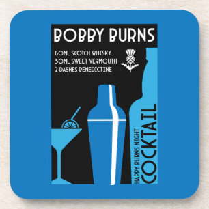 Scottish Bobby Burns Whiskey Cocktail Coaster