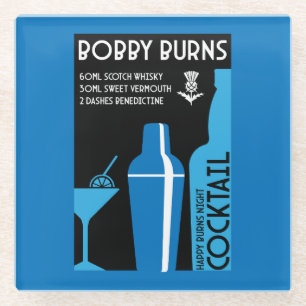Scottish Bobby Burns Whiskey Cocktail Glass Coaster