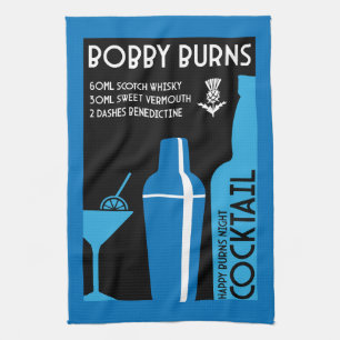Scottish Bobby Burns Whiskey Cocktail Tea Towel