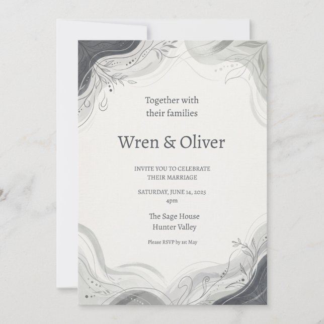 Scottish Botanical Wreath Wedding Invitation | Thi (Front)