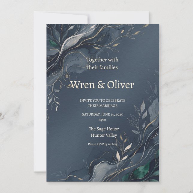 Scottish Botanical Wreath Wedding Invitation | Thi (Front)