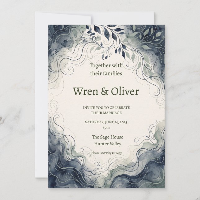 Scottish Botanical Wreath Wedding Invitation | Thi (Front)