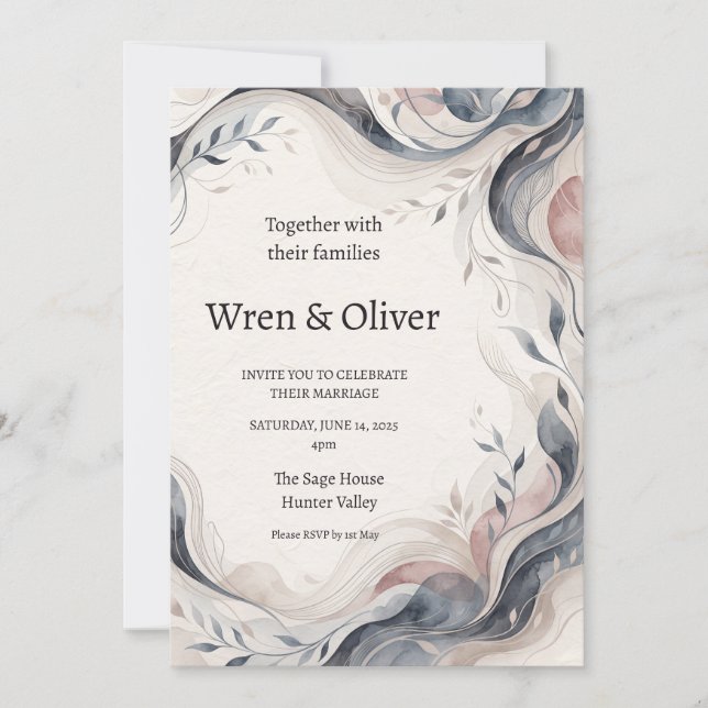 Scottish Botanical Wreath Wedding Invitation | Thi (Front)