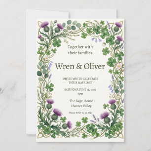 Scottish Botanical Wreath Wedding Invitation Thi