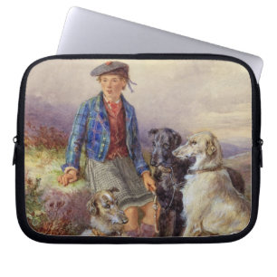 Scottish boy with wolfhounds in a Highland landsca Laptop Sleeve