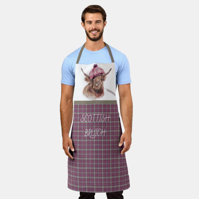 Scottish Bruich (Cook) Pink and Brown Plaid Apron (Worn)