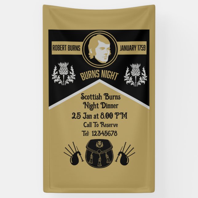 Scottish Burns Night Dinner Invite Banner (Vertical)