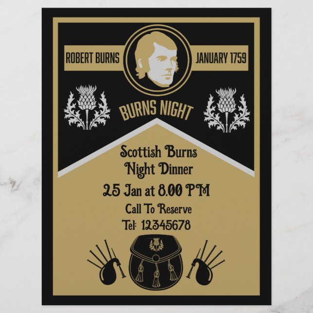 Scottish Burns Night Dinner Invite Flyer (Front)