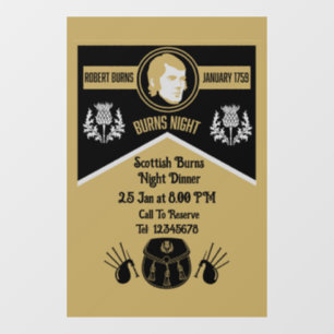 Scottish Burns Night Dinner Invite Window Cling