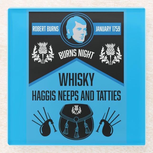 Scottish Burns Night Super Glass Coaster (Front)