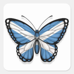 Scottish Butterfly Flag Square Sticker
