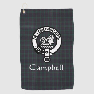 Scottish Campbell Crest Badge & Tartan Golf Towel