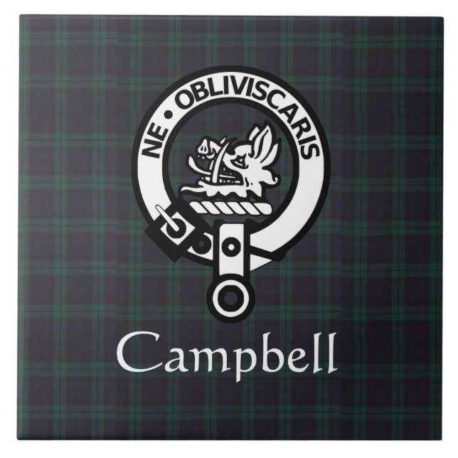 Scottish Campbell Crest Badge & Tartan  Tile (Front)