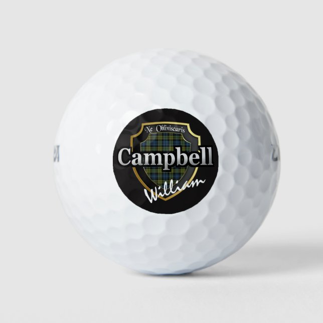 Scottish Campbell Tartan Personalise Your Name Golf Balls (Front)