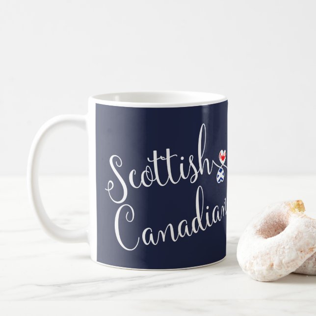 Scottish Canadian Entwined Hearts Mug (With Donut)